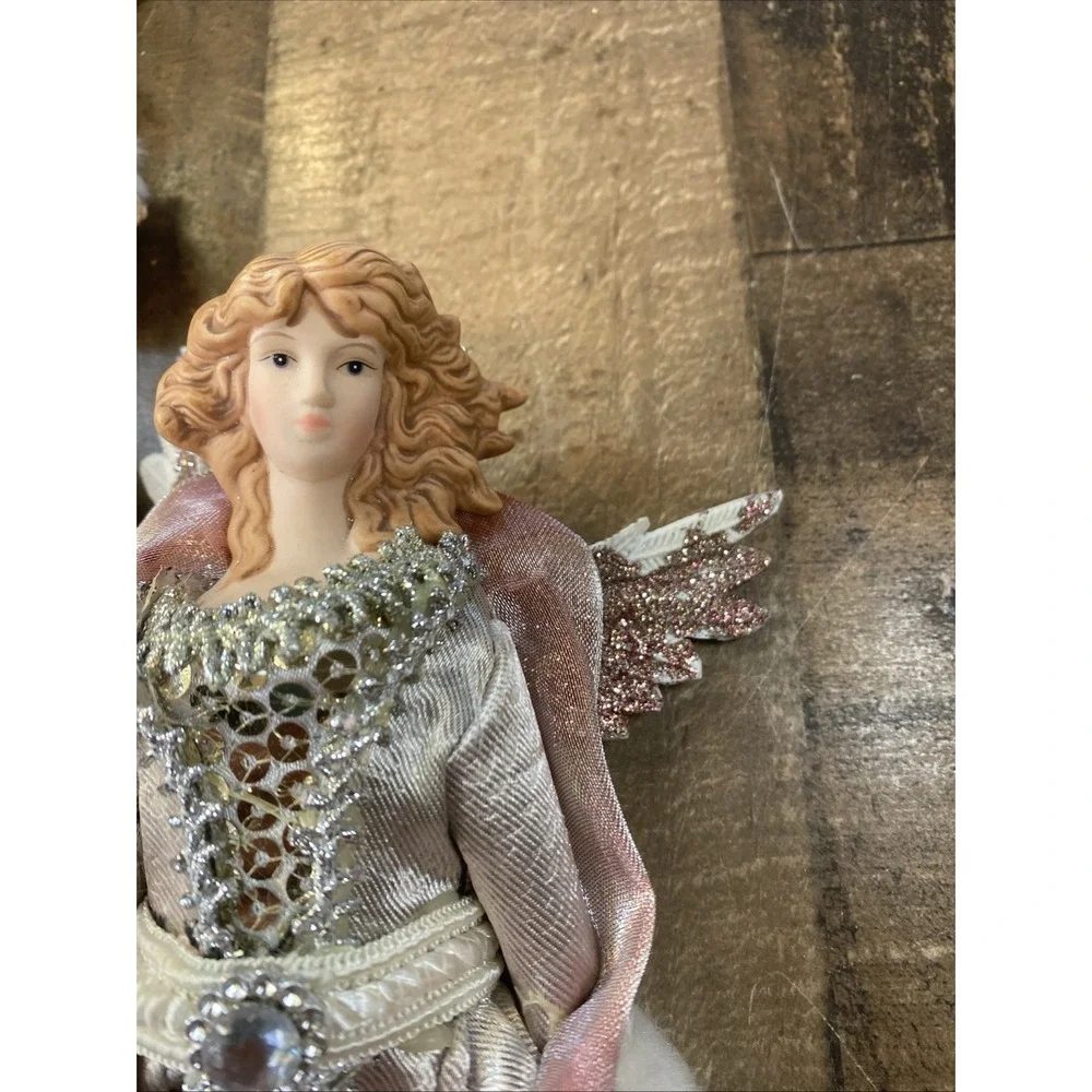 Set of 3 Vintage Victorian Pink Angel Ornaments 9